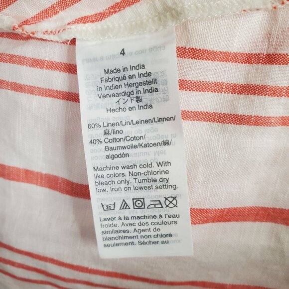 J Crew NWT Size 4 Dress Linen Full Button Front Sleeveless Stripe Belt Tie Long - Picture 9 of 13